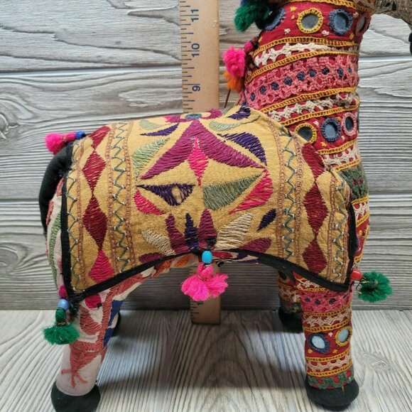 Embroidered Rajasthan Horse Fabric Patchwork Decorative Boho Folk Art - Picture 4 of 12
